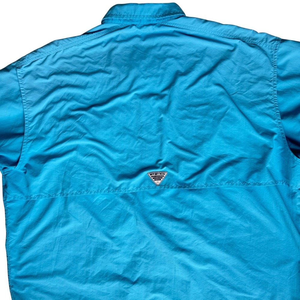 Columbia PFG Mens Teal Fishing Shirt 2XL Vented Long Sleeve Relaxed Fit Casual - Picture 9 of 13